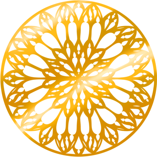 Logo du confessionnal représentant une rosace gothique dorée