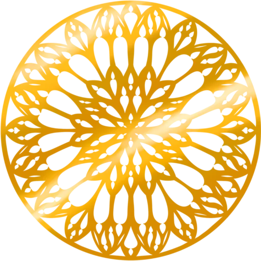 Logo du confessionnal représentant une rosace gothique dorée